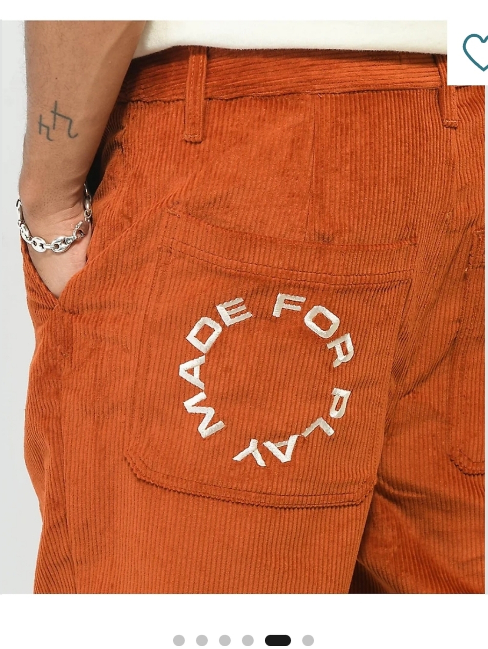 Paterson Wide Leg Rust Orange Corduroy Skate Pants Size 30 Relaxed Baggy Fit